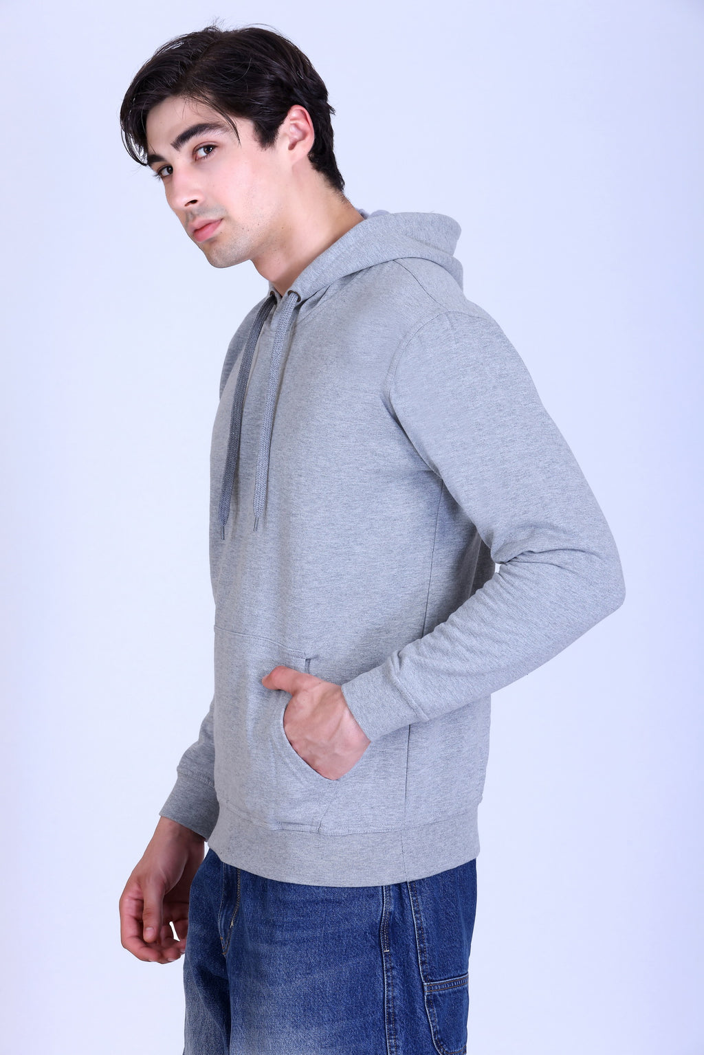 Pikmee Zero Degree Men's Pullover Hooded Sweatshirt - Grey Melange