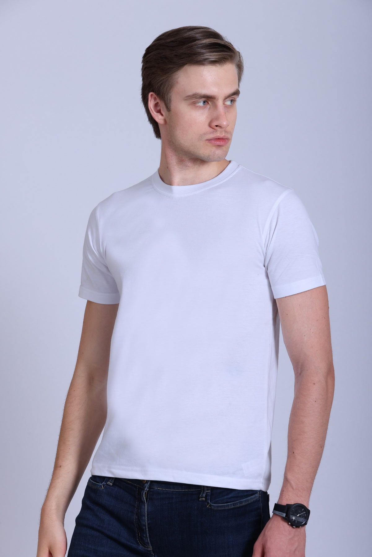 PIKMEE Skinta Bio Wash Crew Neck T-Shirt in White - image 3