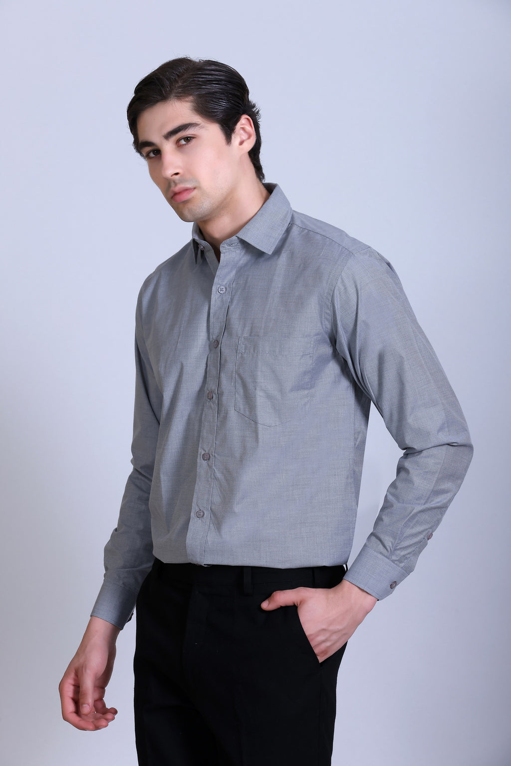 Pikmee Monte Franco Men's Regular Fit Formal Shirt - Grey