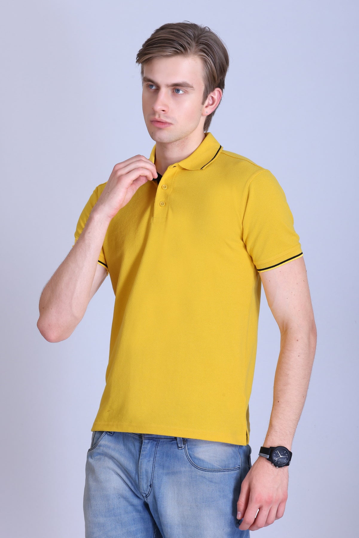 PIKMEE Highline Polo T-Shirt in Yellow with Black - image 3