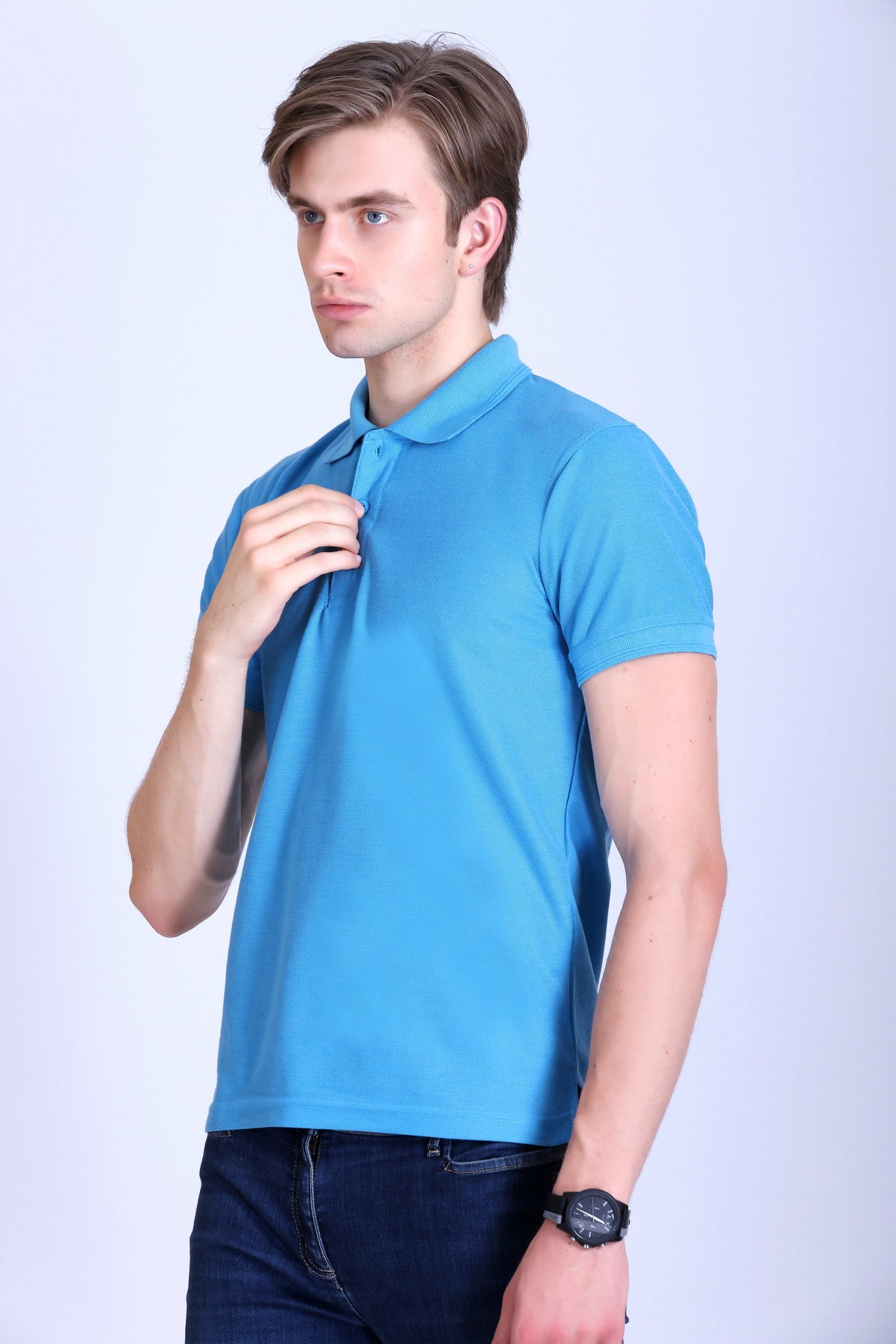 PIKMEE Promo-Tees Polo T-Shirt in Aqua Blue - image 3
