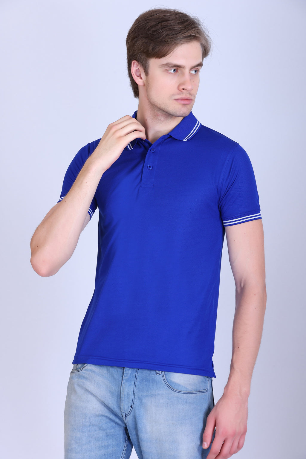 Sports Republic Acti Hy:Dry Dryfit Polo T-Shirt in Royal Blue With White Tipping - 2