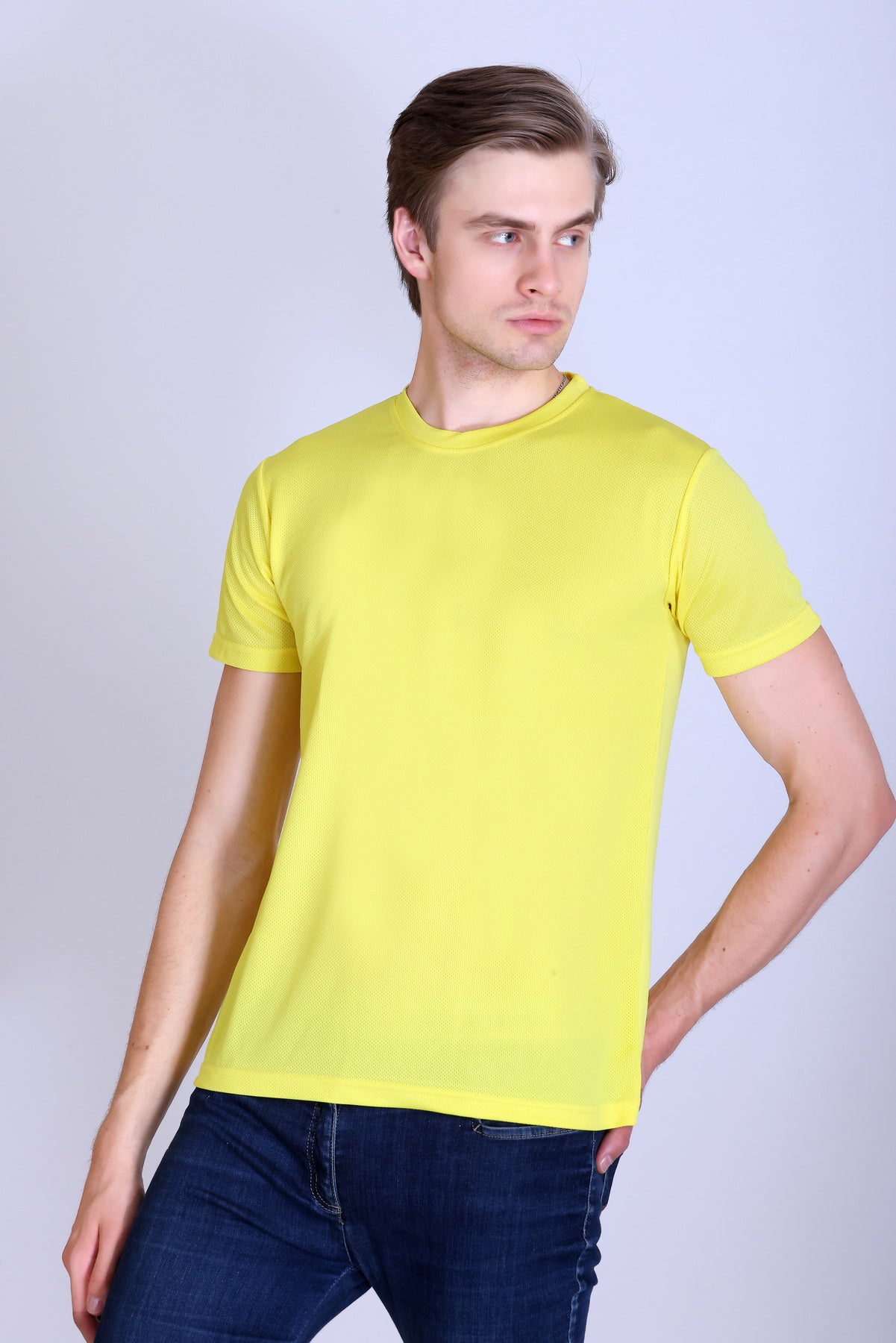 Sports Republic Acti-Runn Dryfit Crew Neck T-Shirt in Lemon Yellow - 2