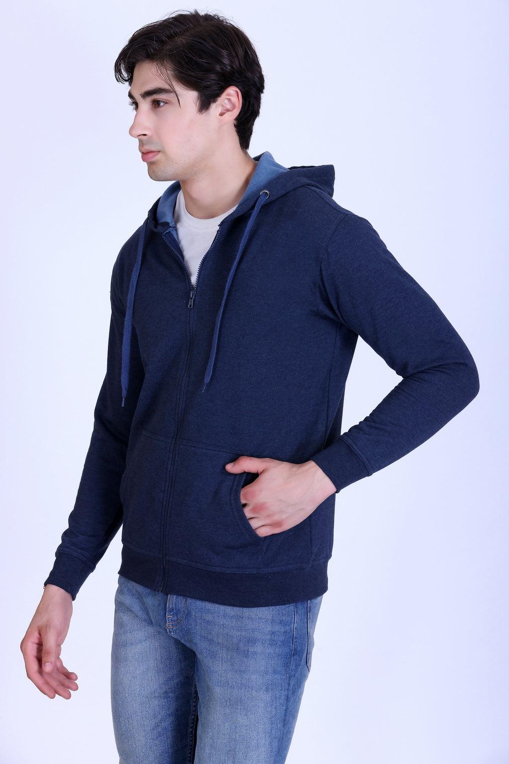 Pikmee Zero Degree Men's Zippered Hooded Sweatshirt - Navy