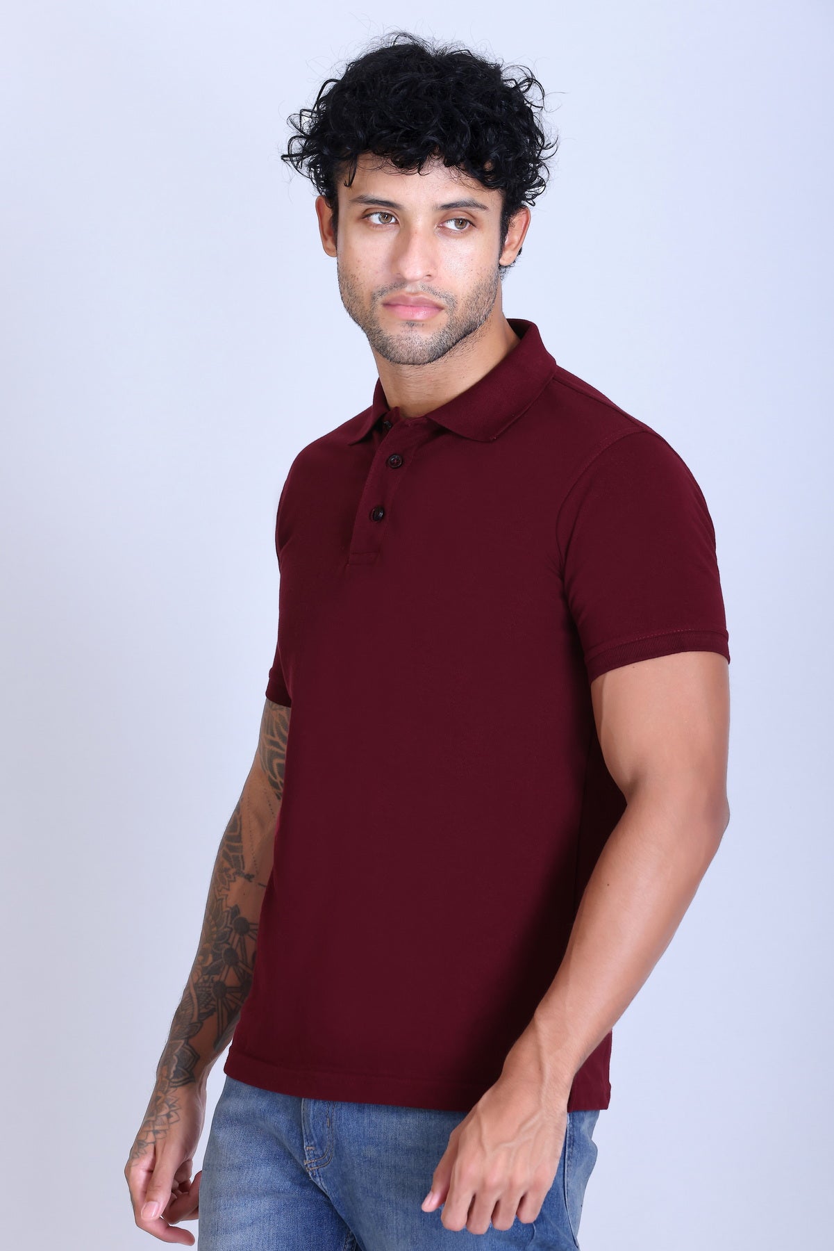 PIKMEE Fastees Polo T-Shirt in Maroon - image 3