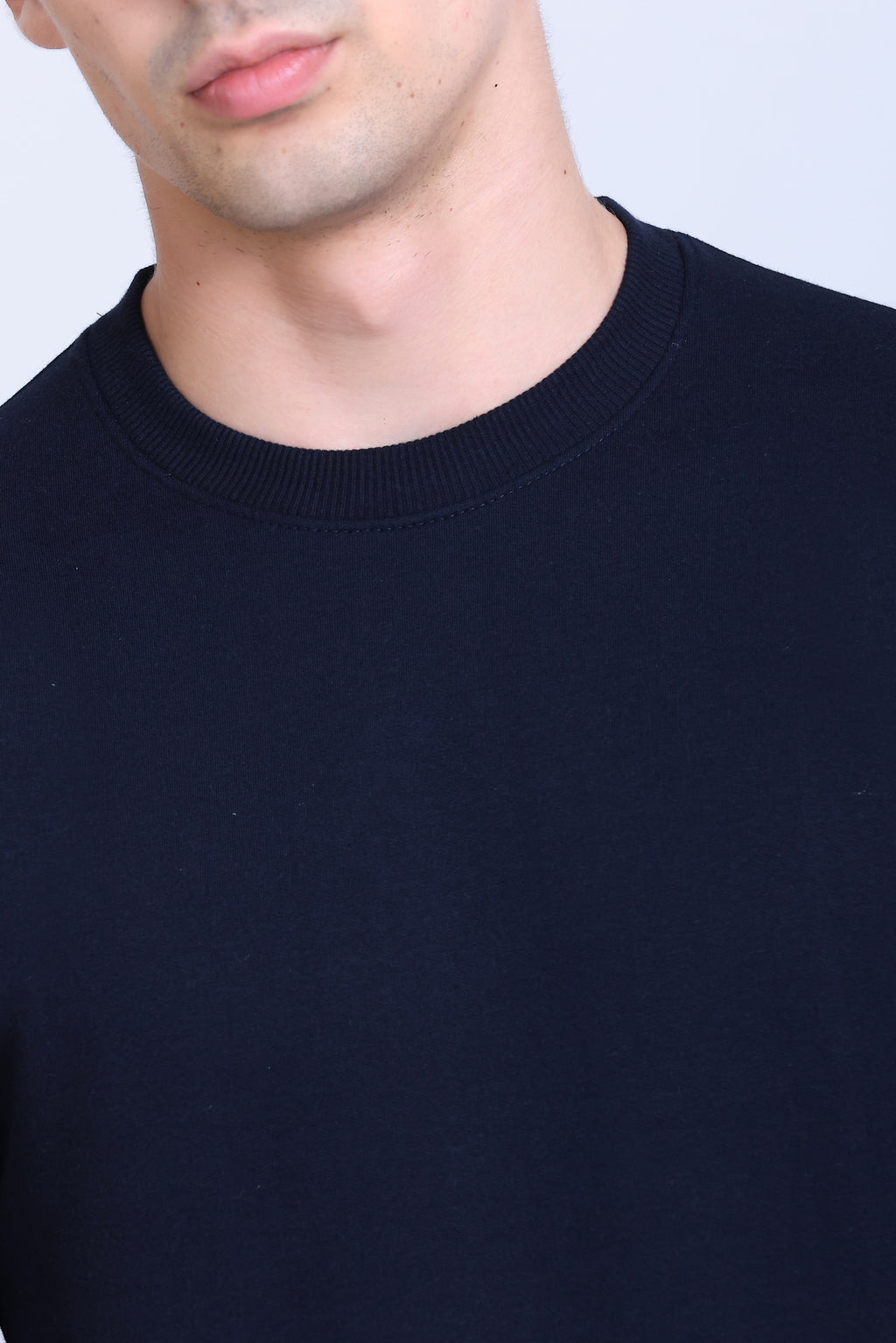 Pikmee Zero Degree Men's Crew Neck Cotton Fleece Sweatshirt - Navy