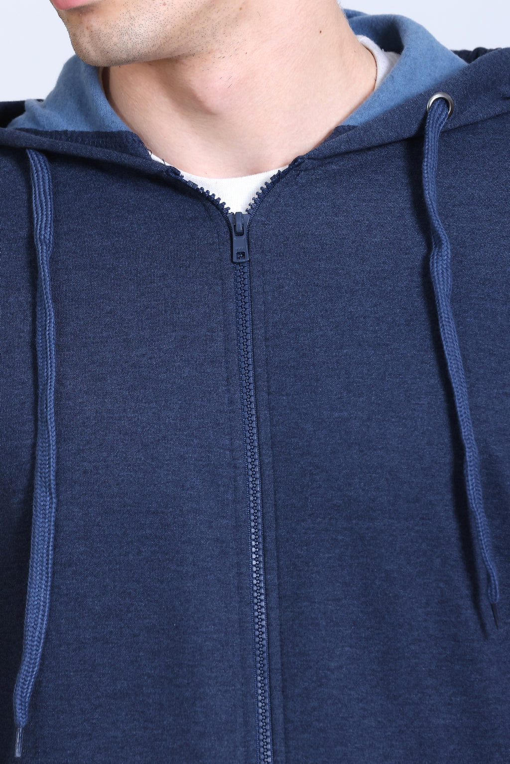Pikmee Zero Degree Men's Zippered Hooded Sweatshirt - Denim Blue