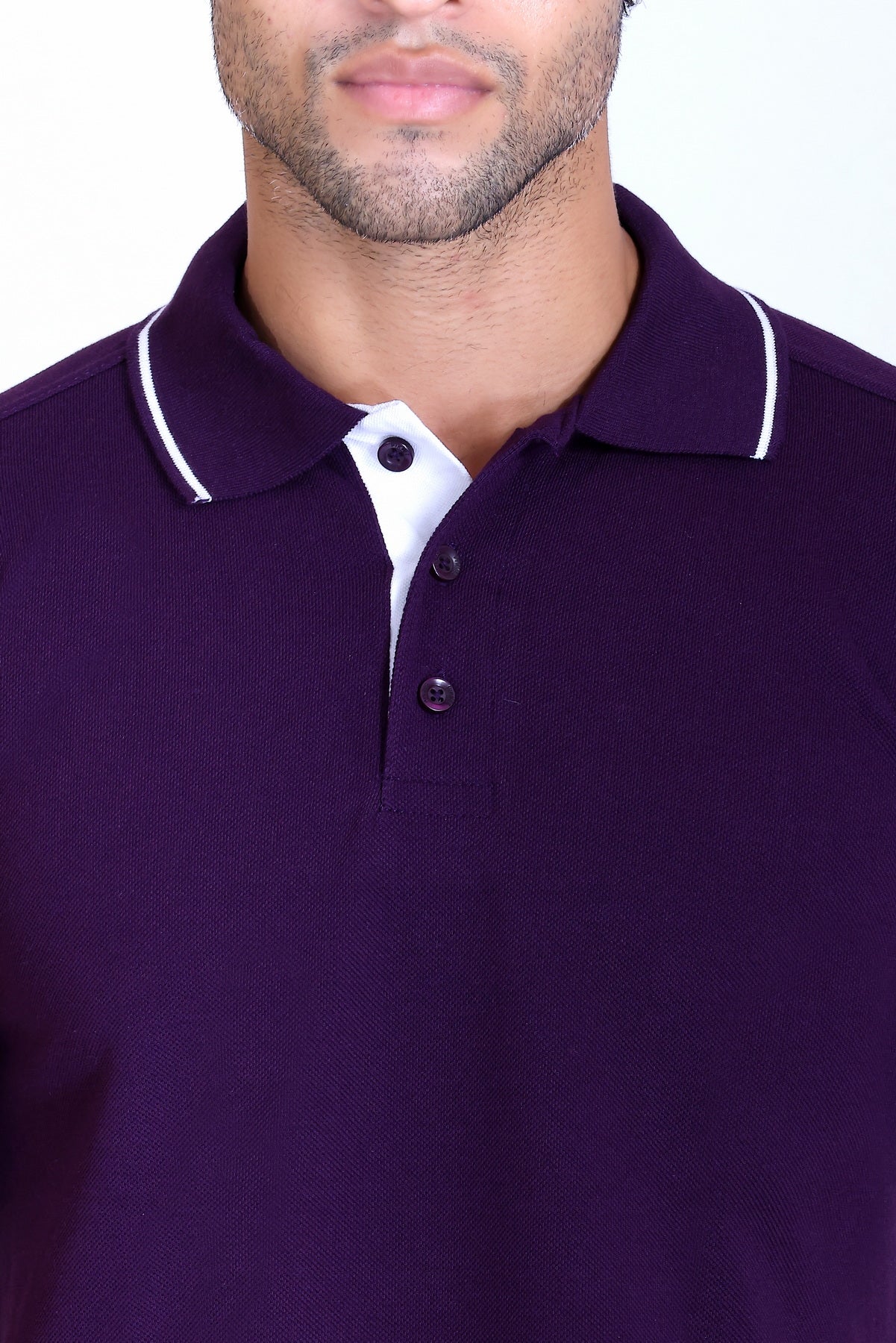 PIKMEE Highline Polo T-Shirt in Purple with White - image 4