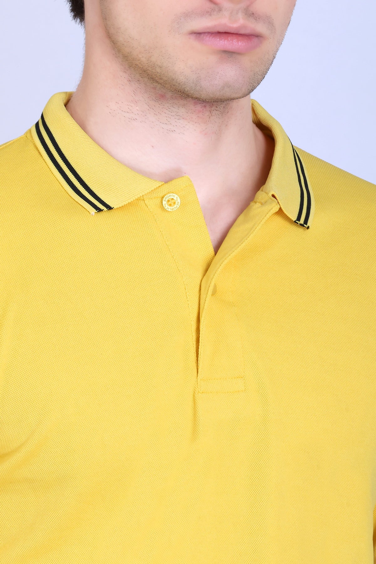 Sports Republic Acti Hy:Dry Dryfit Polo T-Shirt in Golden Yellow With Black Tipping - 3