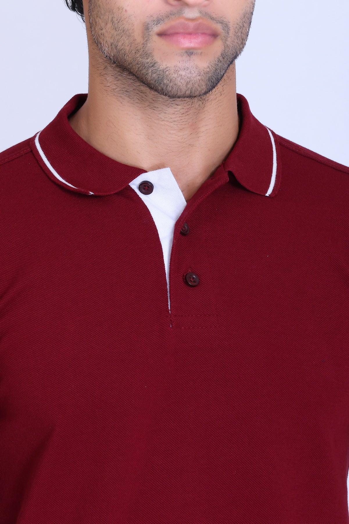 PIKMEE Highline Polo T-Shirt in Maroon with White - image 4