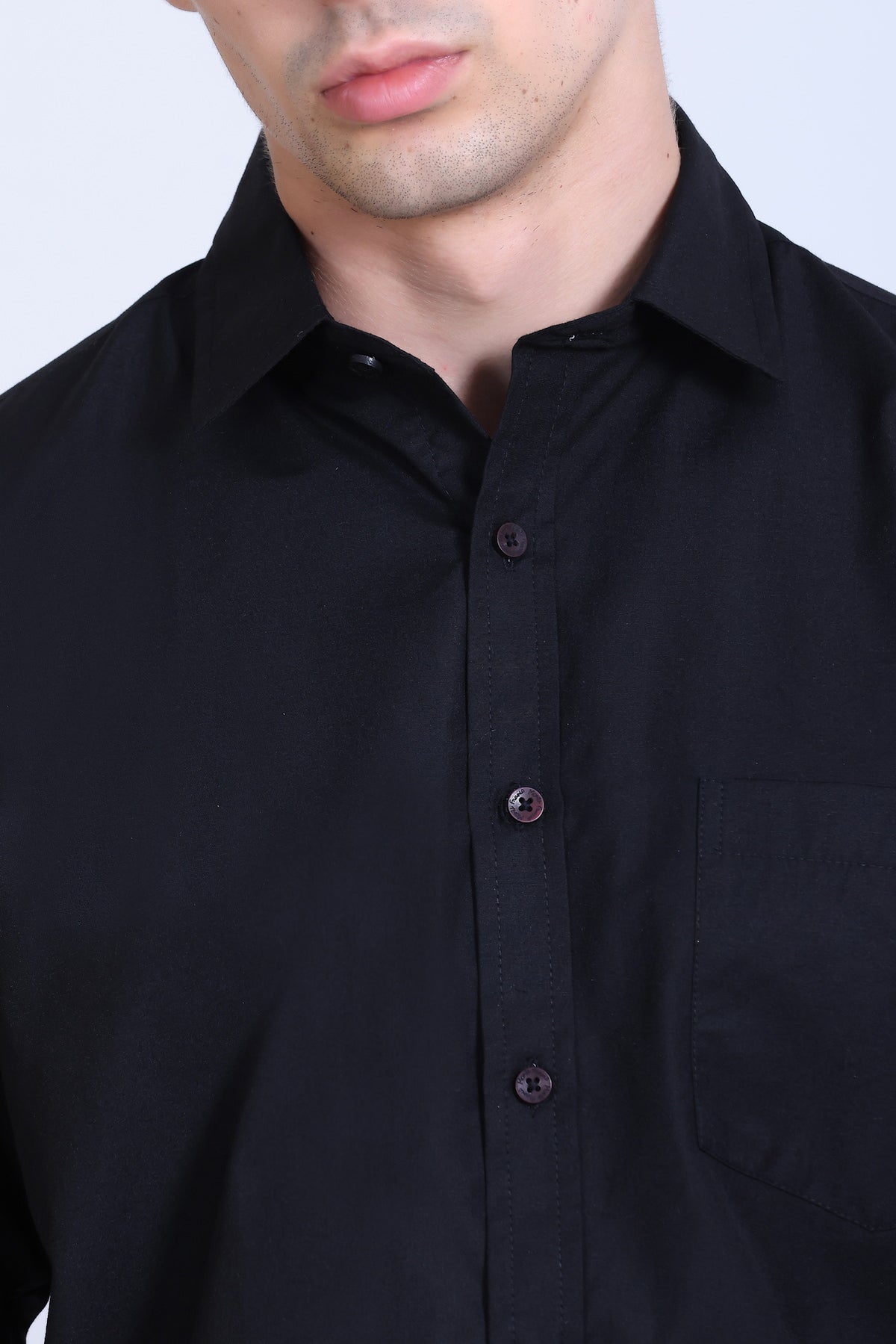 Pikmee Monte Franco Men's Regular Fit Formal Shirt - Black