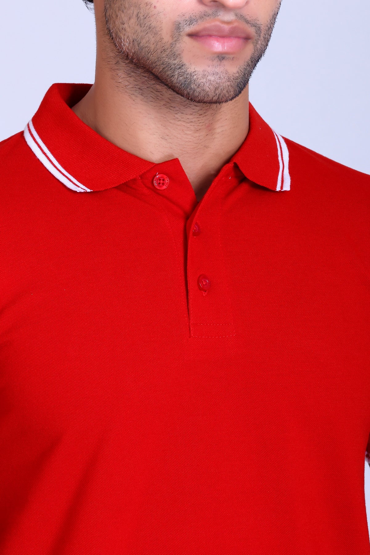 PIKMEE Tipline Polo T-Shirt in Red with White Tipping - image 4