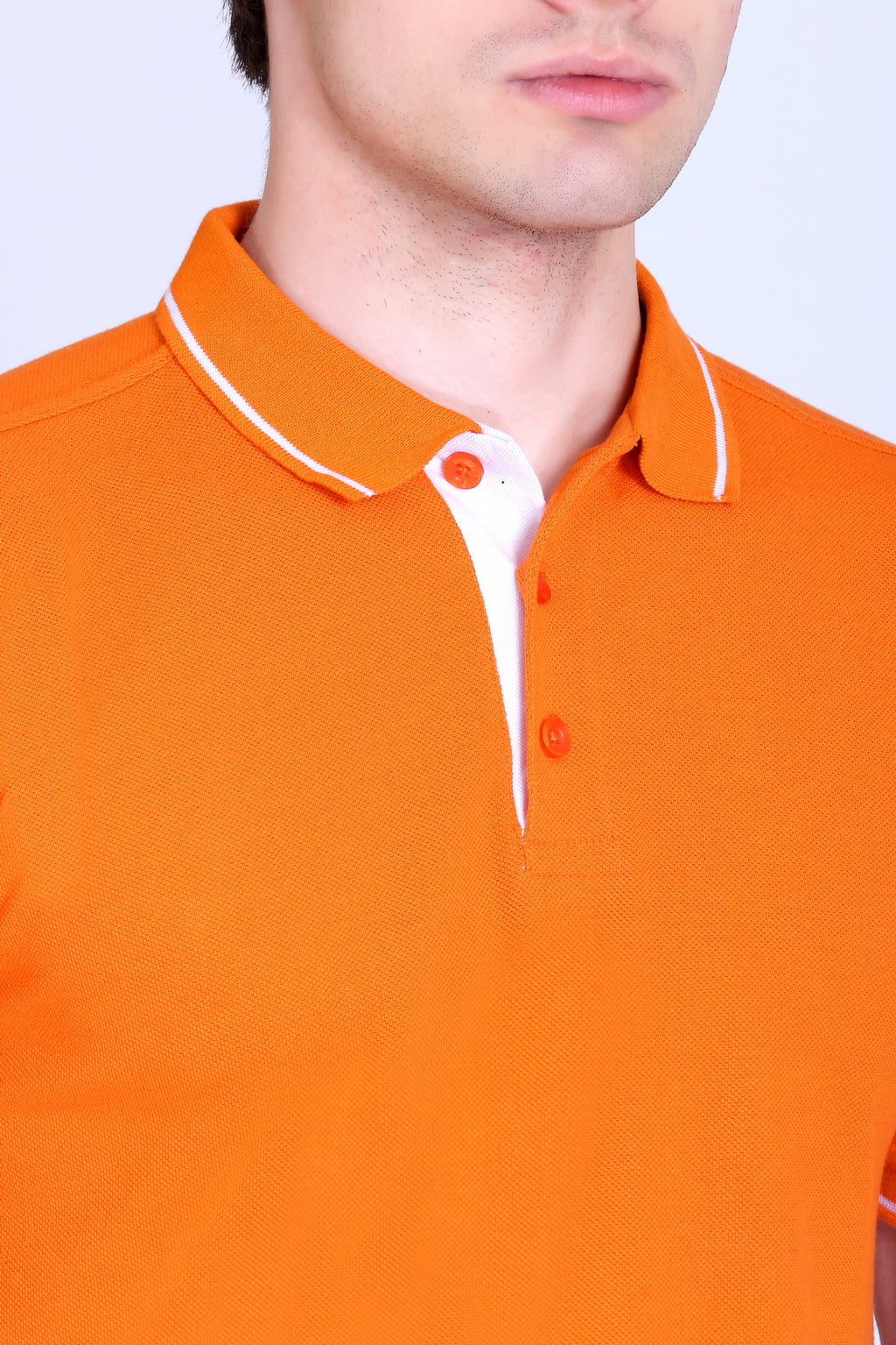 PIKMEE Highline Polo T-Shirt in Orange with White - image 4