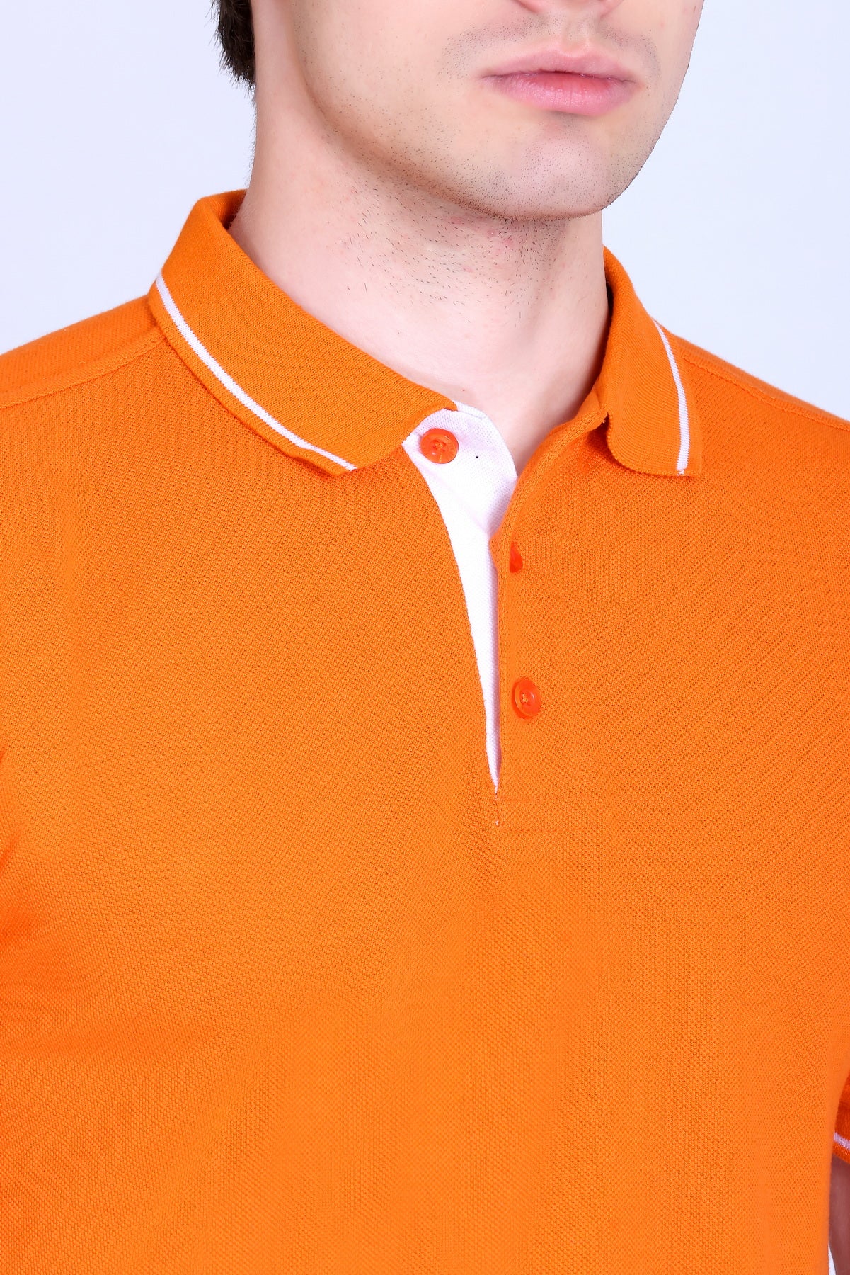 PIKMEE Highline Polo T-Shirt in Orange with White - image 4