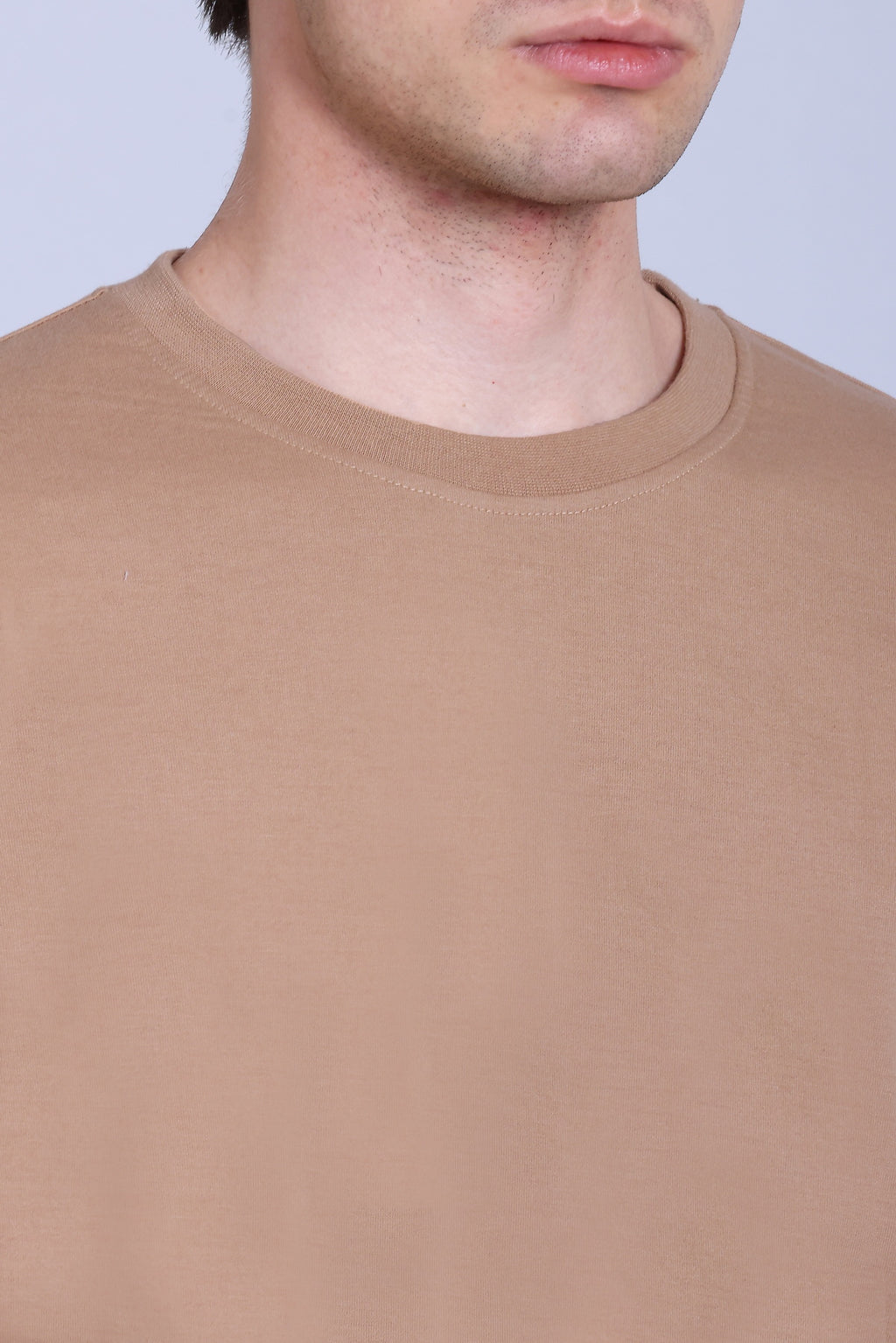 PIKMEE Skinta Bio Wash Crew Neck T-Shirt in Dark Beige - image 4