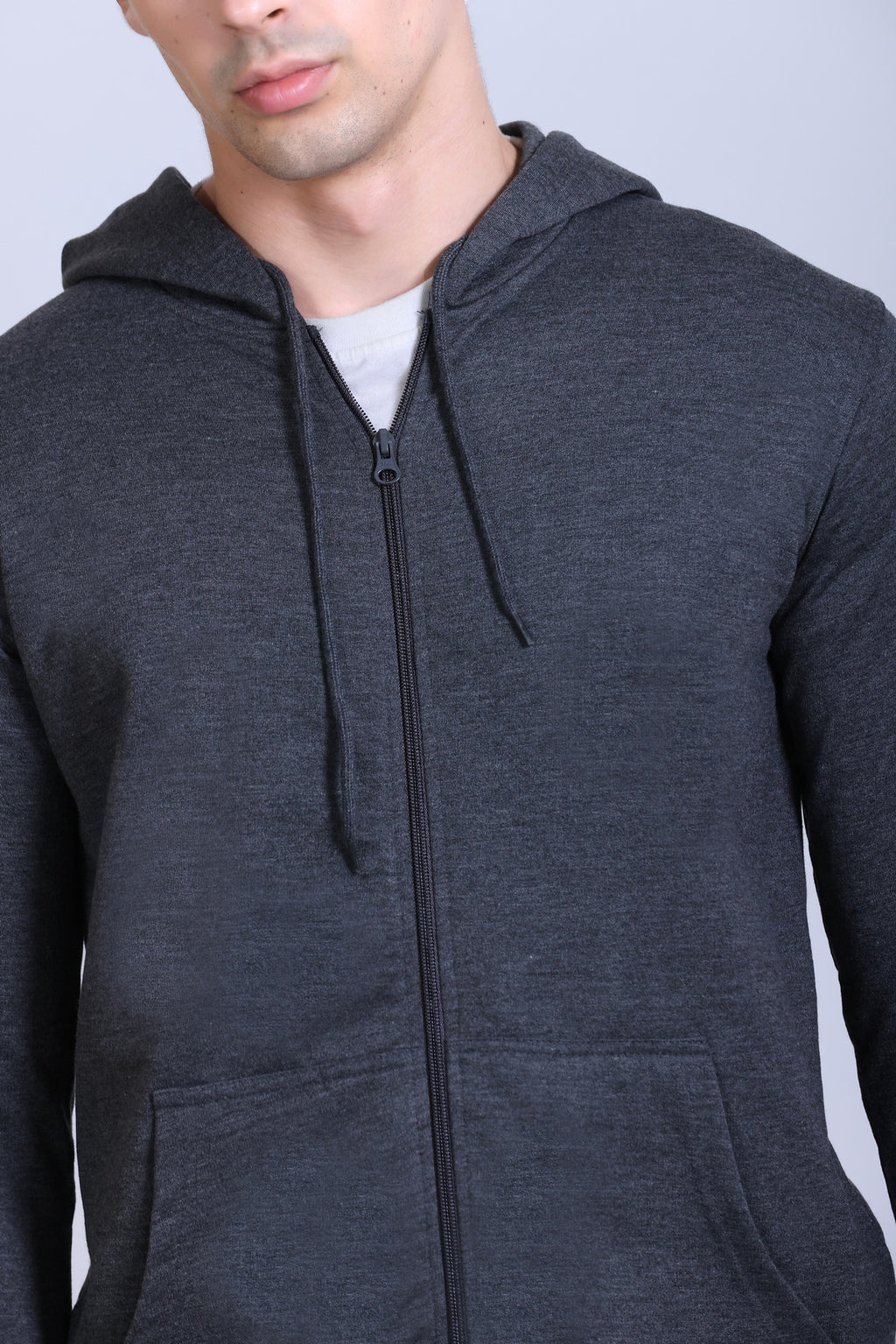Pikmee Polaris Men's Zipper Hoodie Sweatshirt - Charcoal Grey