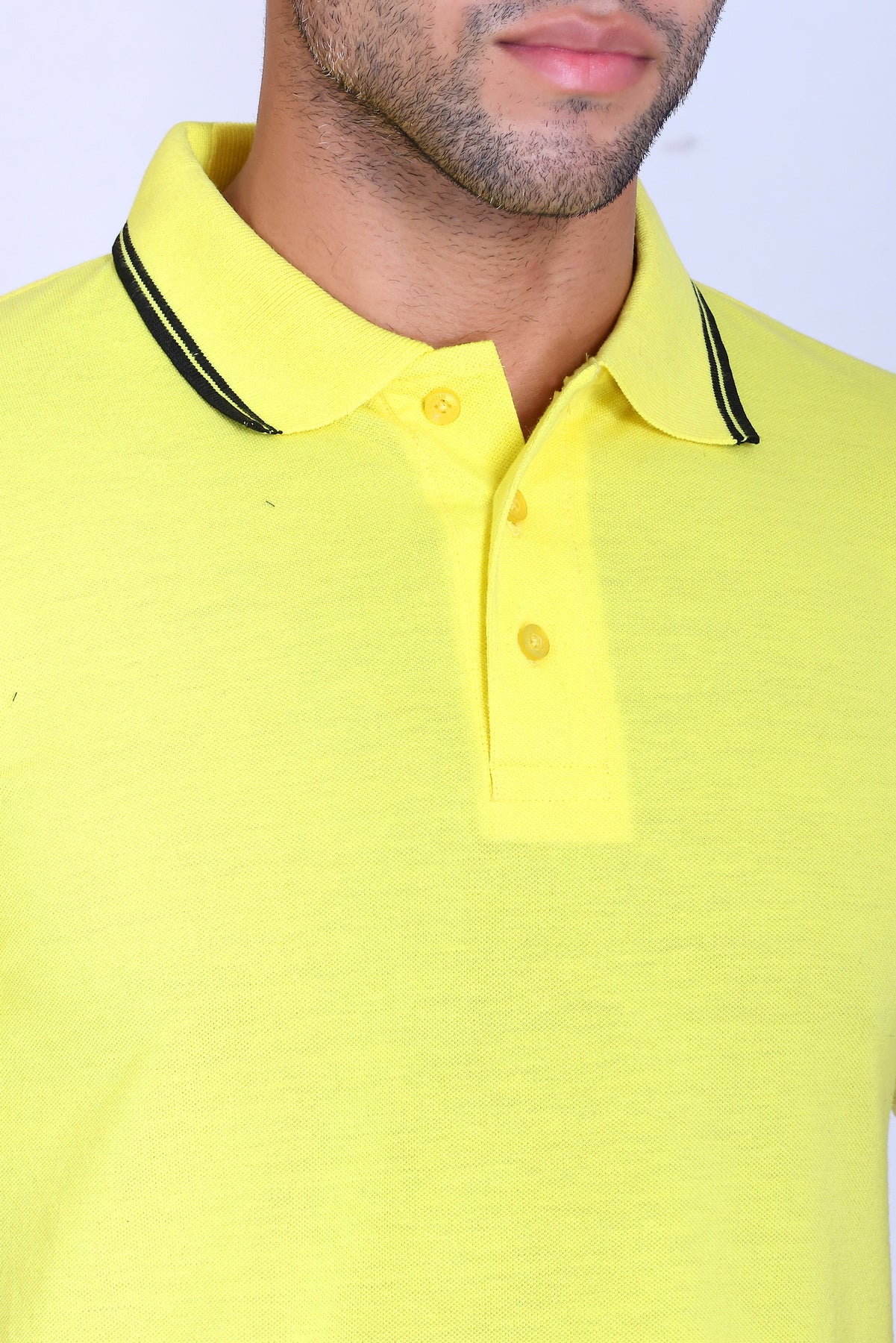 PIKMEE Tipline Polo T-Shirt in Lemon Yellow with Black Tipping - image 4