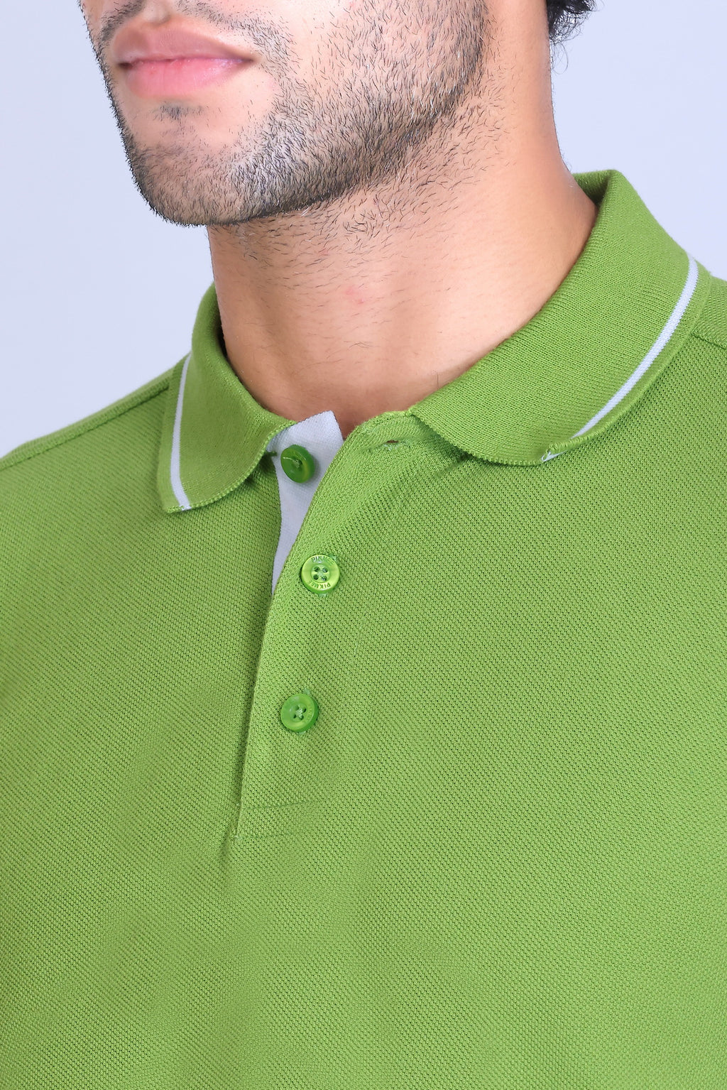 PIKMEE Highline Polo T-Shirt in Apple Green with White - image 4