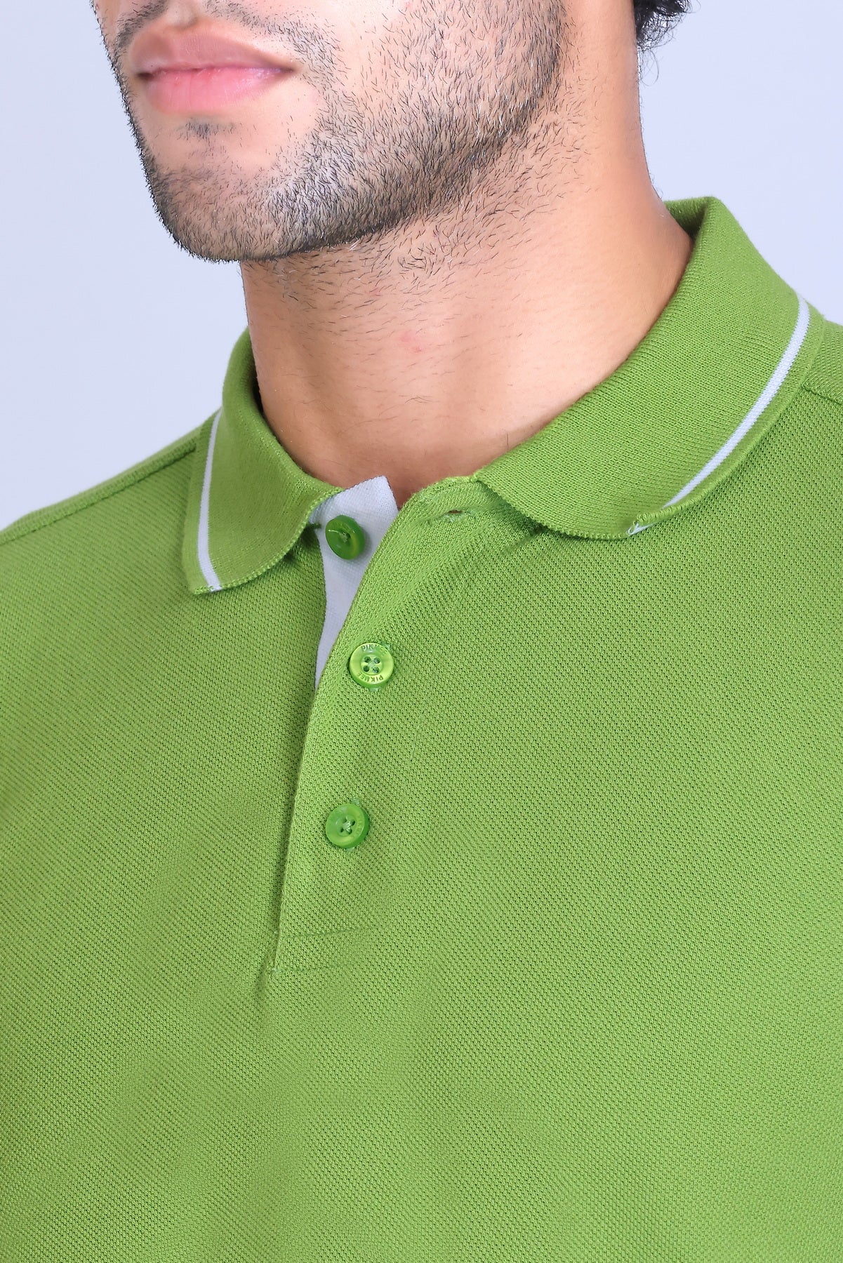 PIKMEE Highline Polo T-Shirt in Apple Green with White - image 4