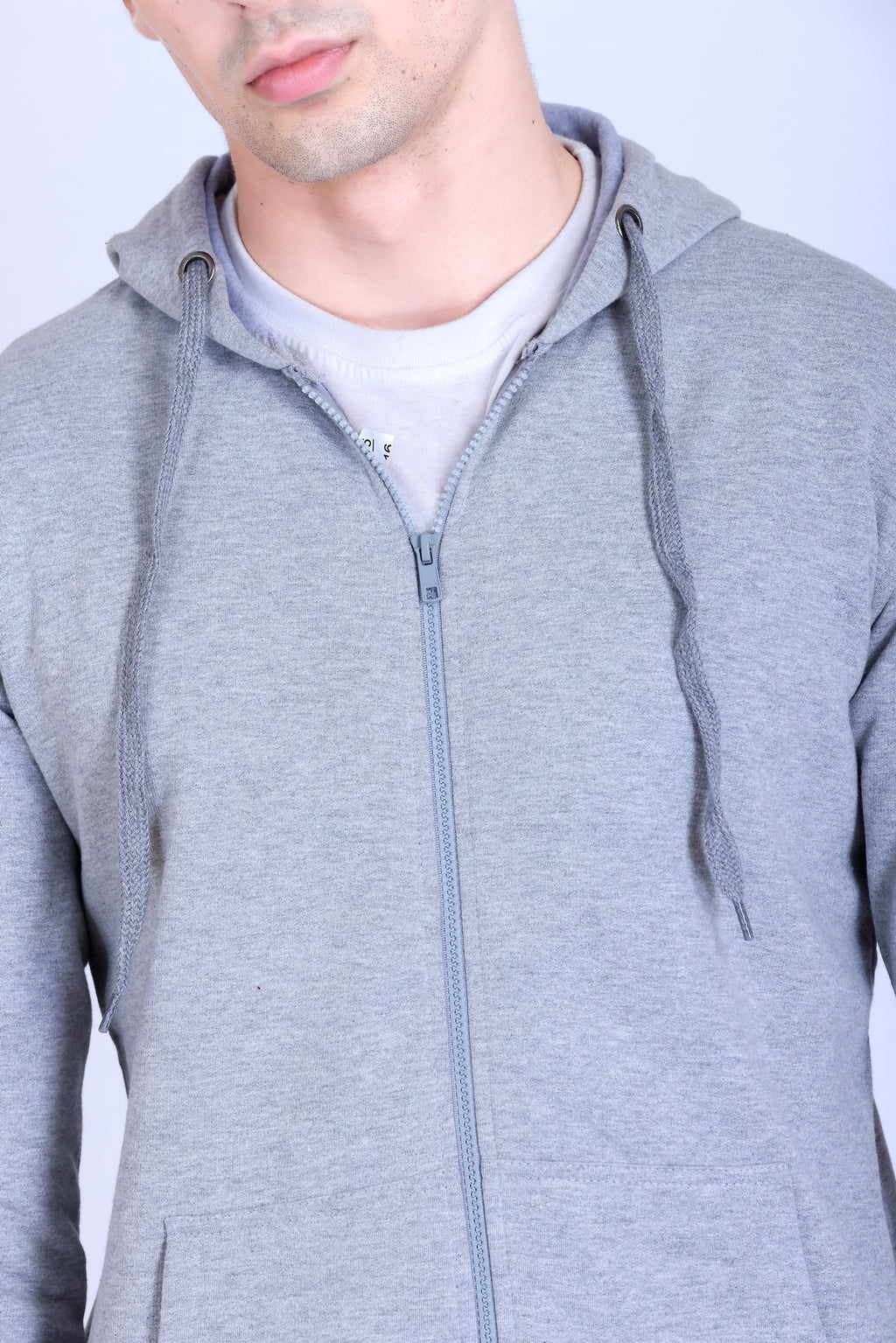 Pikmee Zero Degree Men's Zippered Hooded Sweatshirt - Grey Melange