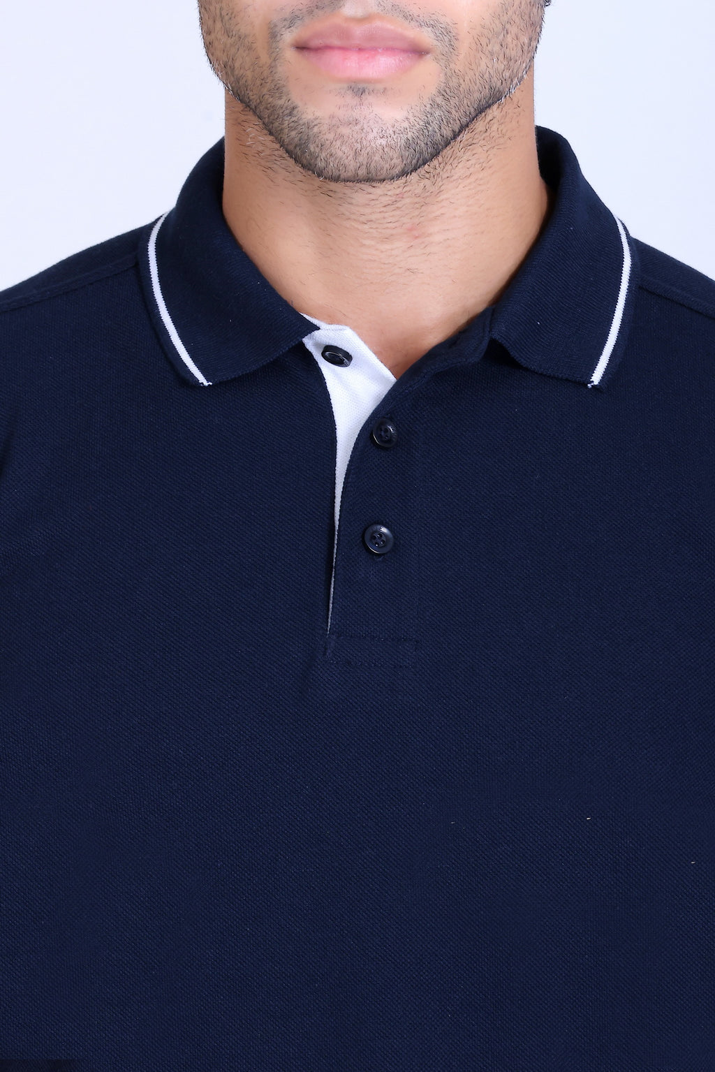 PIKMEE Highline Polo T-Shirt in Navy Blue with White - image 4