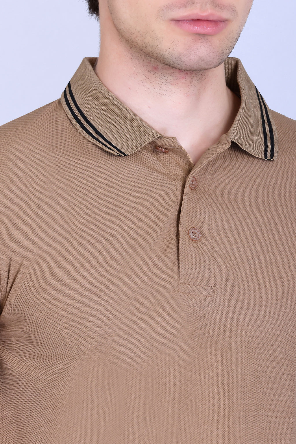 Sports Republic Acti Hy:Dry Dryfit Polo T-Shirt in Camel With Black Tipping - 2