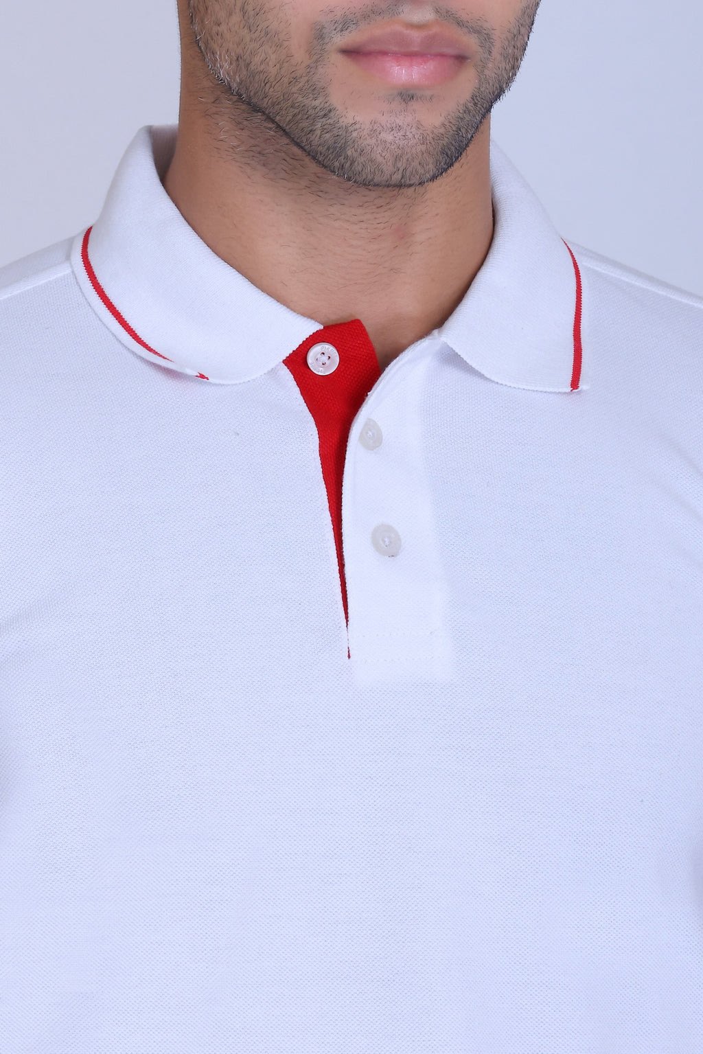PIKMEE Highline Polo T-Shirt in White with Red - image 4