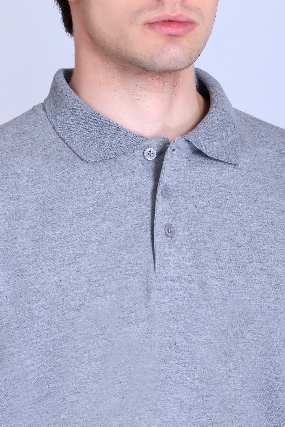 PIKMEE Titlis Polo T-Shirt in Grey Melange - image 4