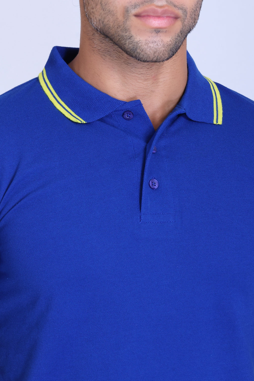 PIKMEE Tipline Polo T-Shirt in Royal Blue with Yellow Tipping - image 4