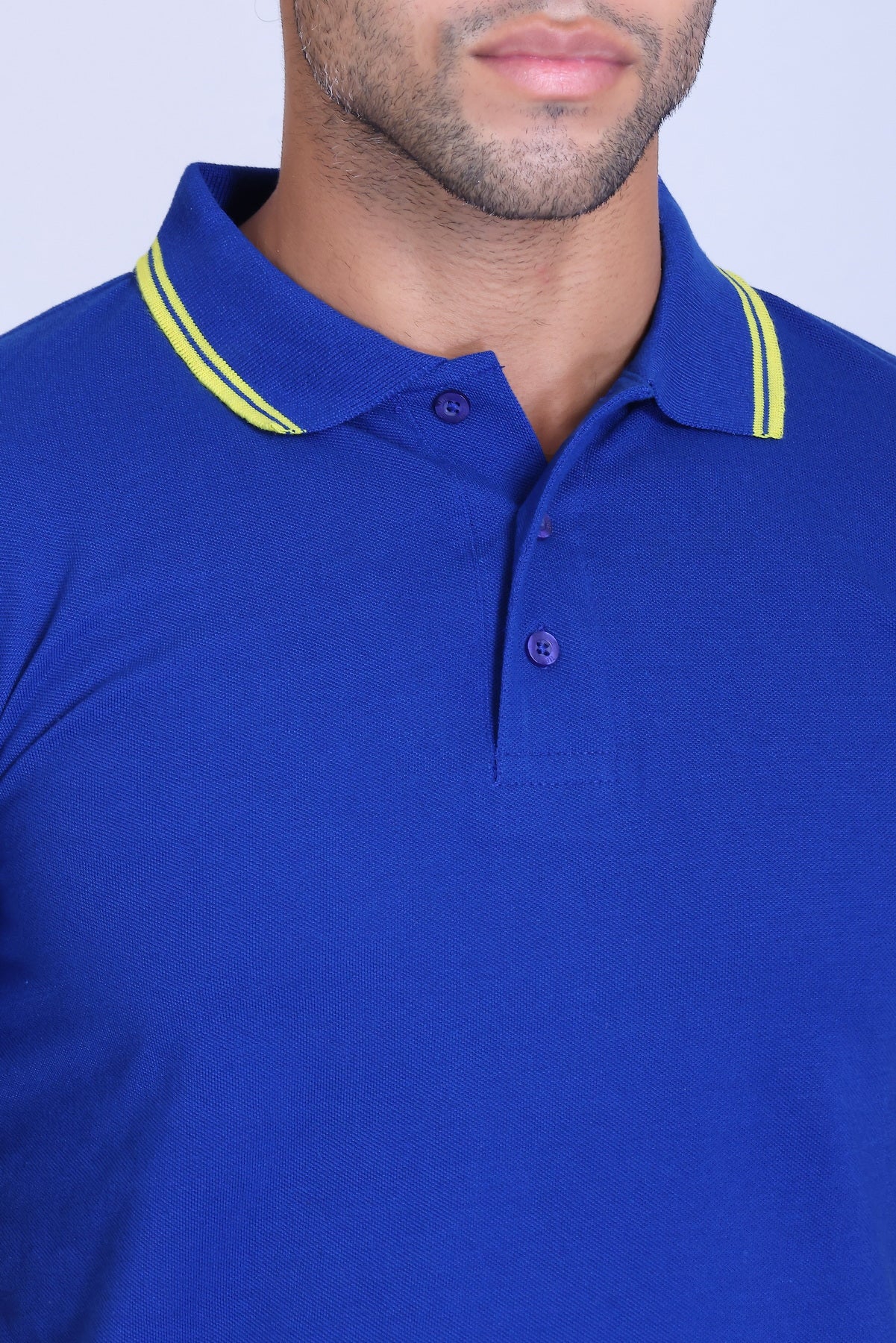 PIKMEE Tipline Polo T-Shirt in Royal Blue with Yellow Tipping - image 4