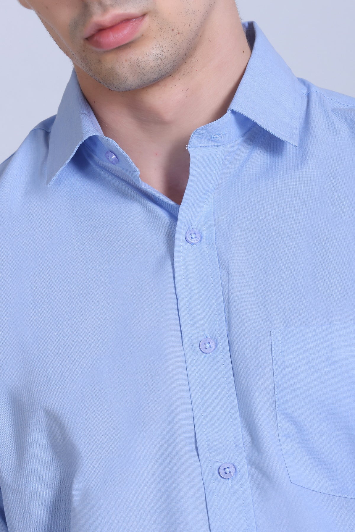 Pikmee Monte Franco Men's Regular Fit Formal Shirt - Light Blue
