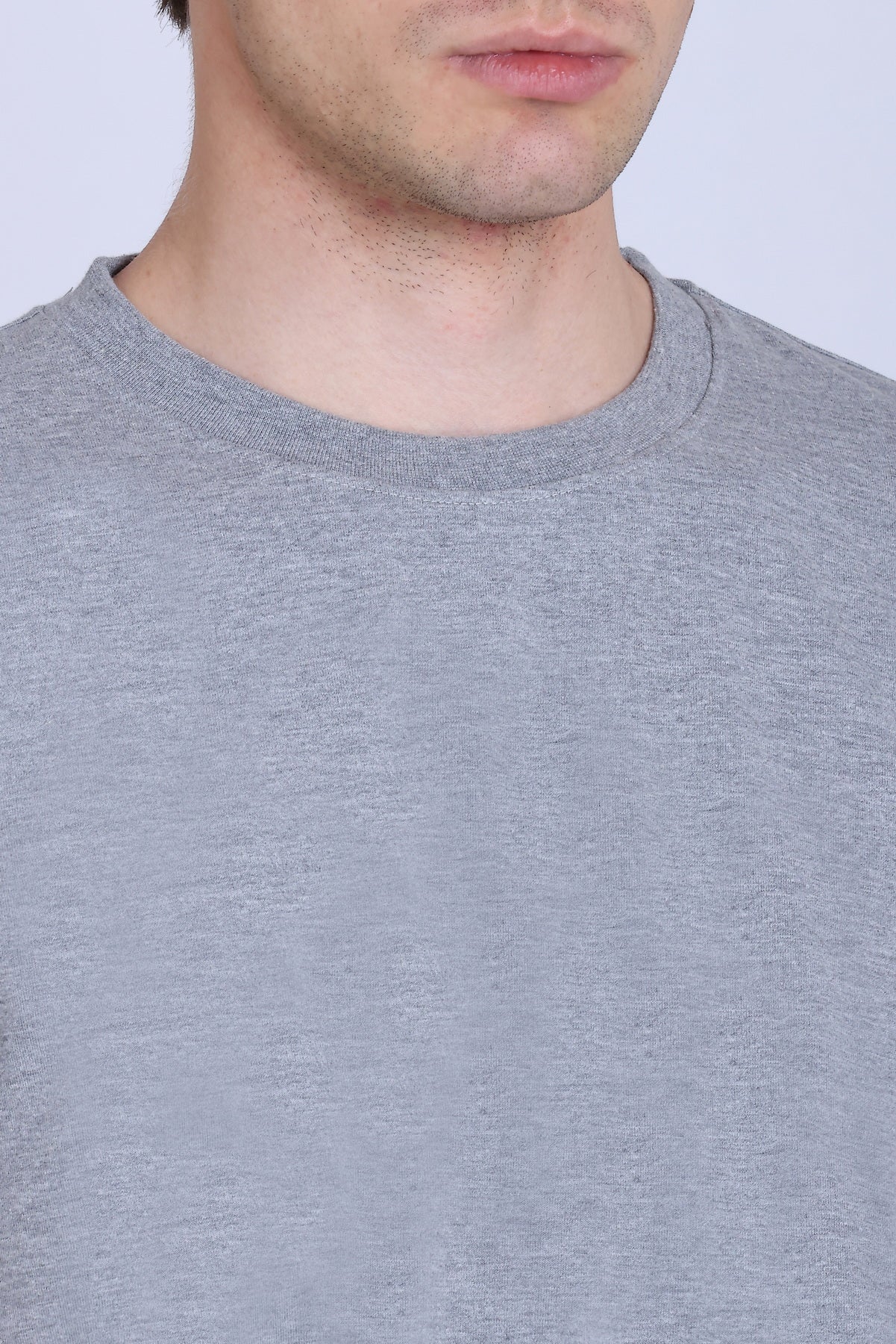 PIKMEE Skinta Bio Wash Crew Neck T-Shirt in Grey Melange - image 4