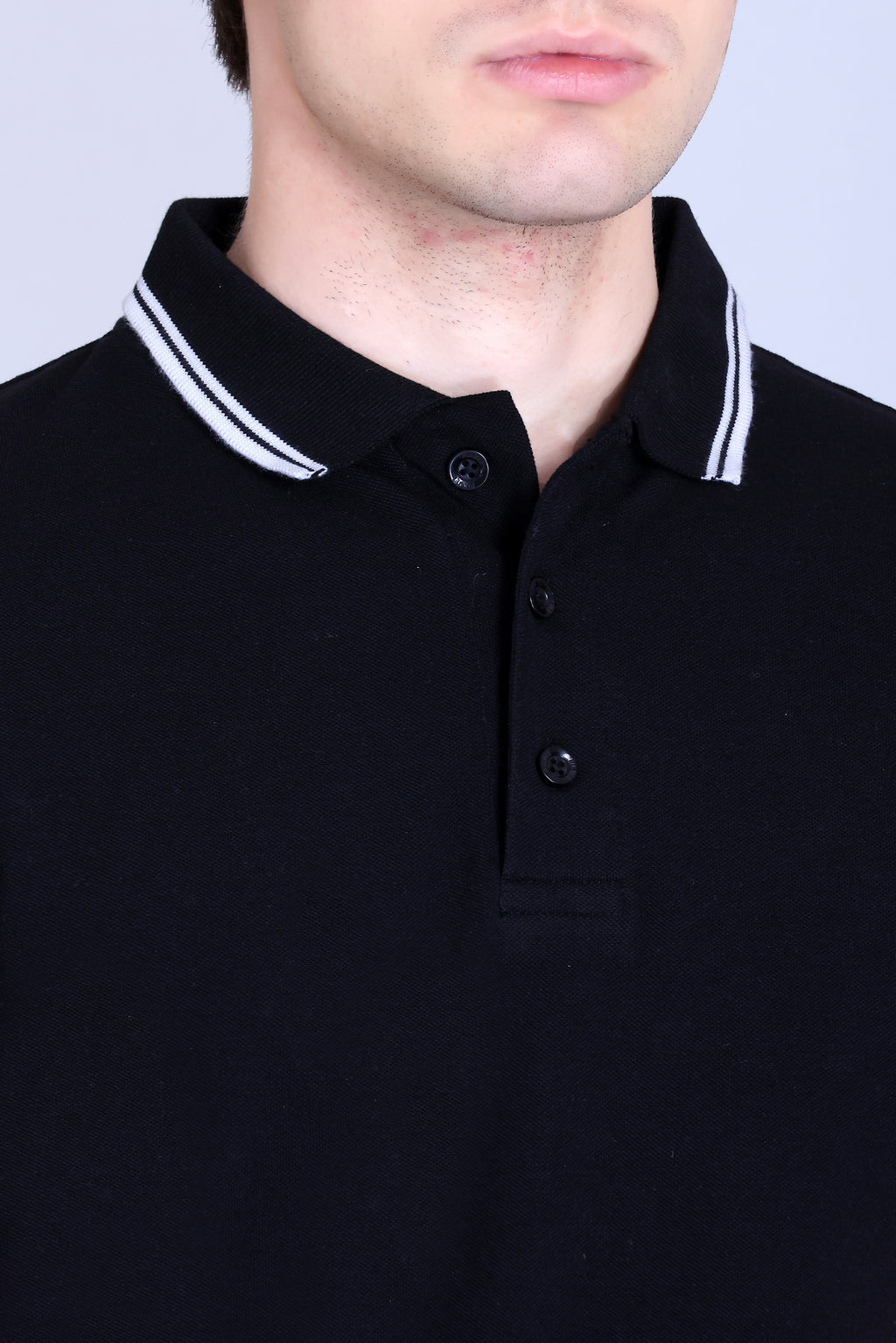 PIKMEE Tipline Polo T-Shirt in Black with White Tipping - image 4