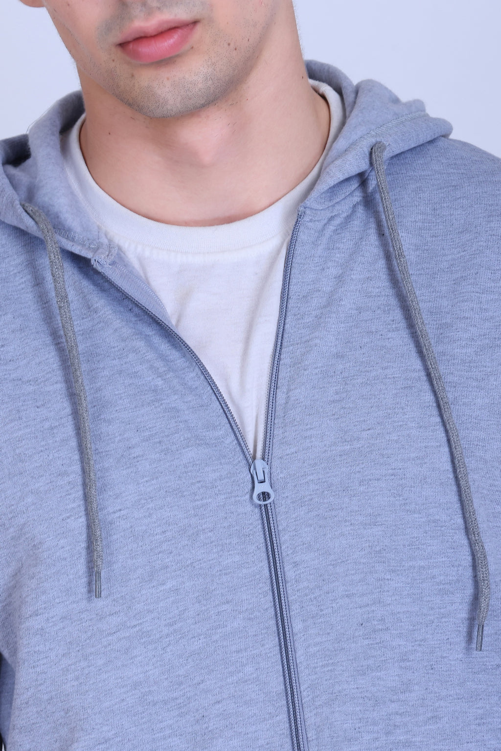 Pikmee Polaris Men's Zipper Hoodie Sweatshirt - Grey Melange