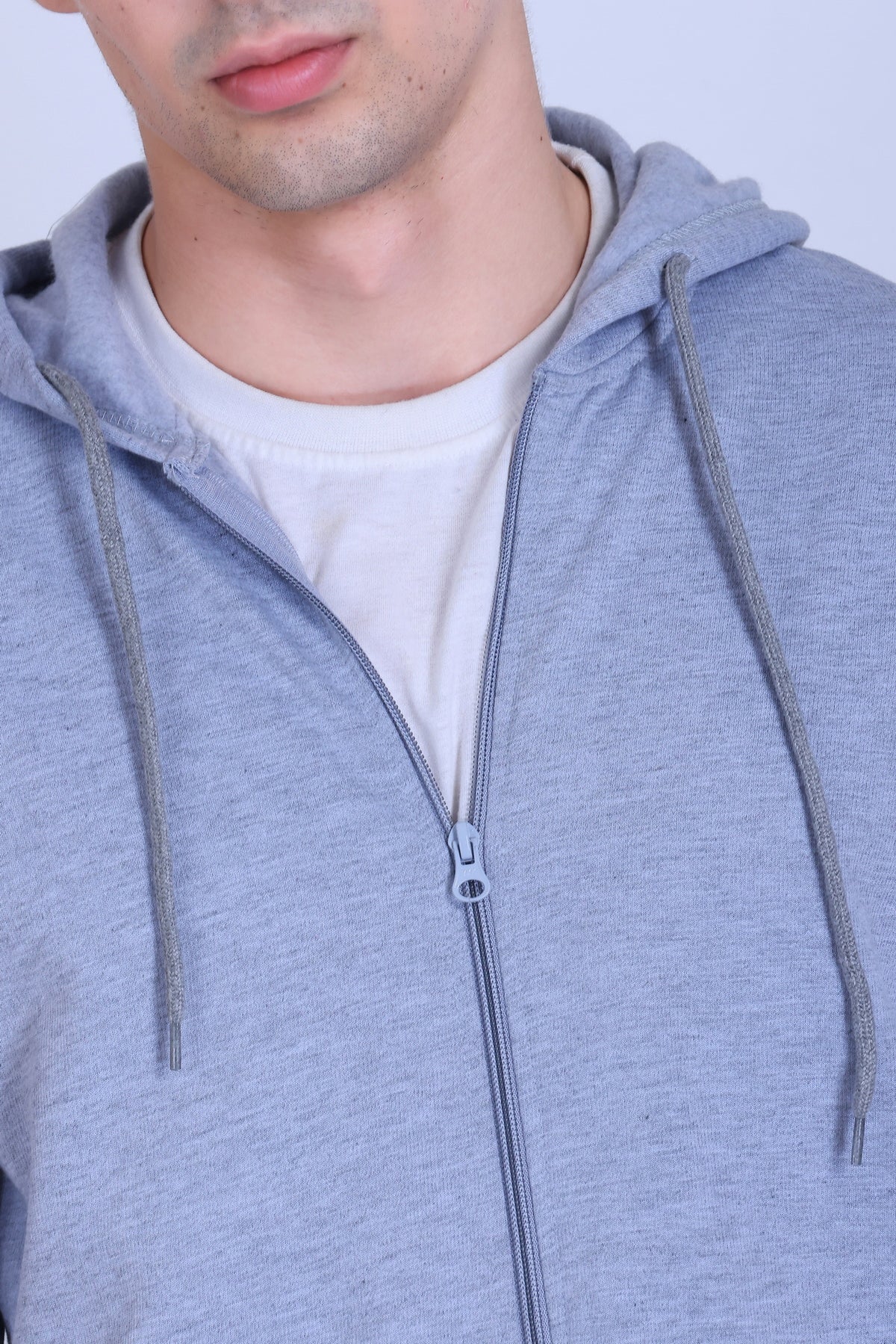 Pikmee Polaris Men's Zipper Hoodie Sweatshirt - Grey Melange