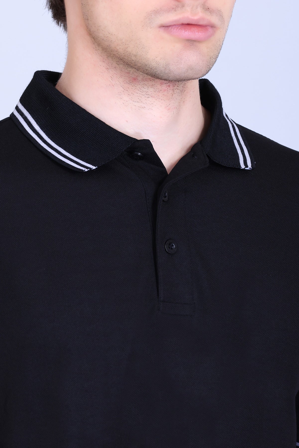 Sports Republic Acti Hy:Dry Dryfit Polo T-Shirt in Black With White Tipping - 3