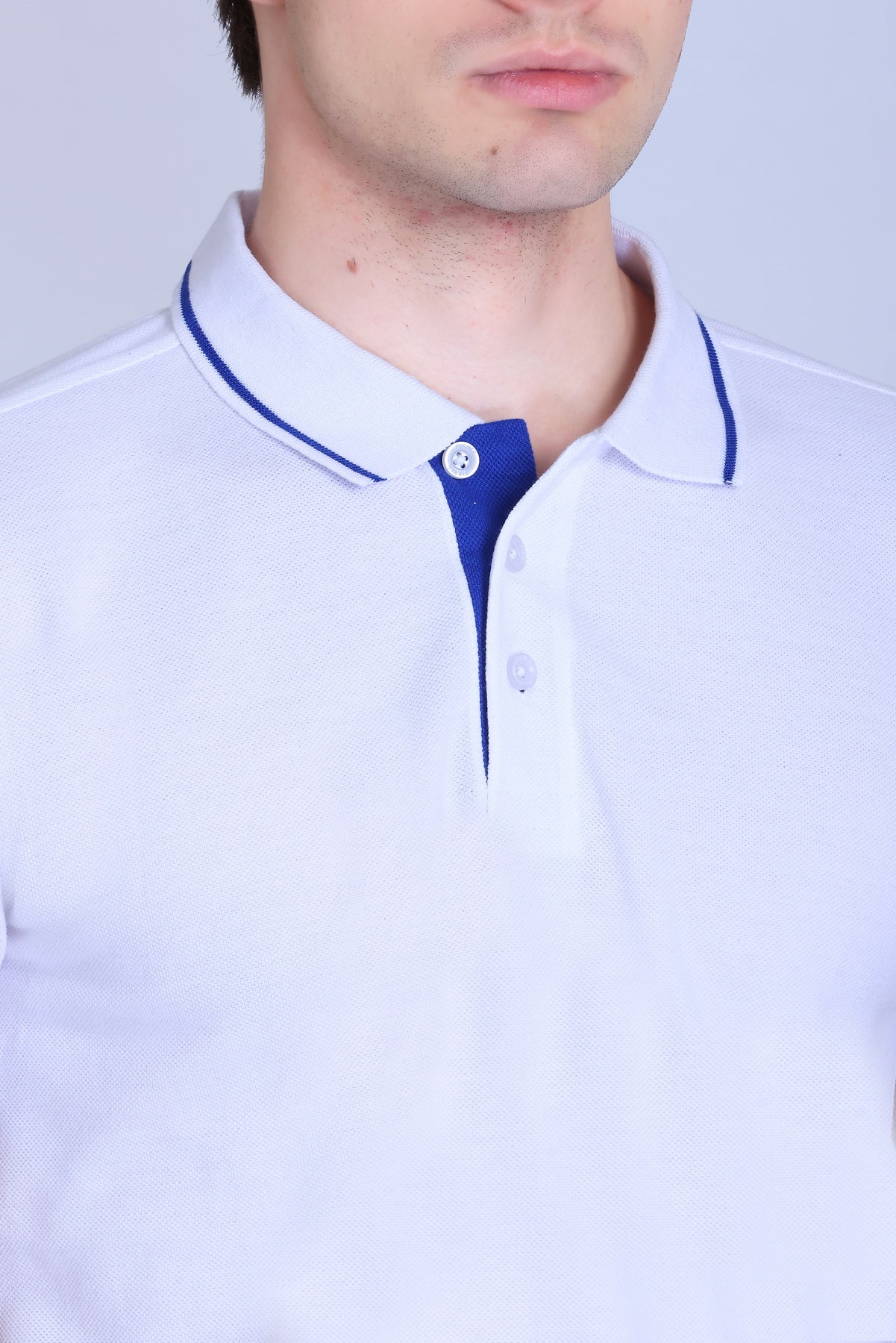 PIKMEE Highline Polo T-Shirt in White with Royal Blue - image 4