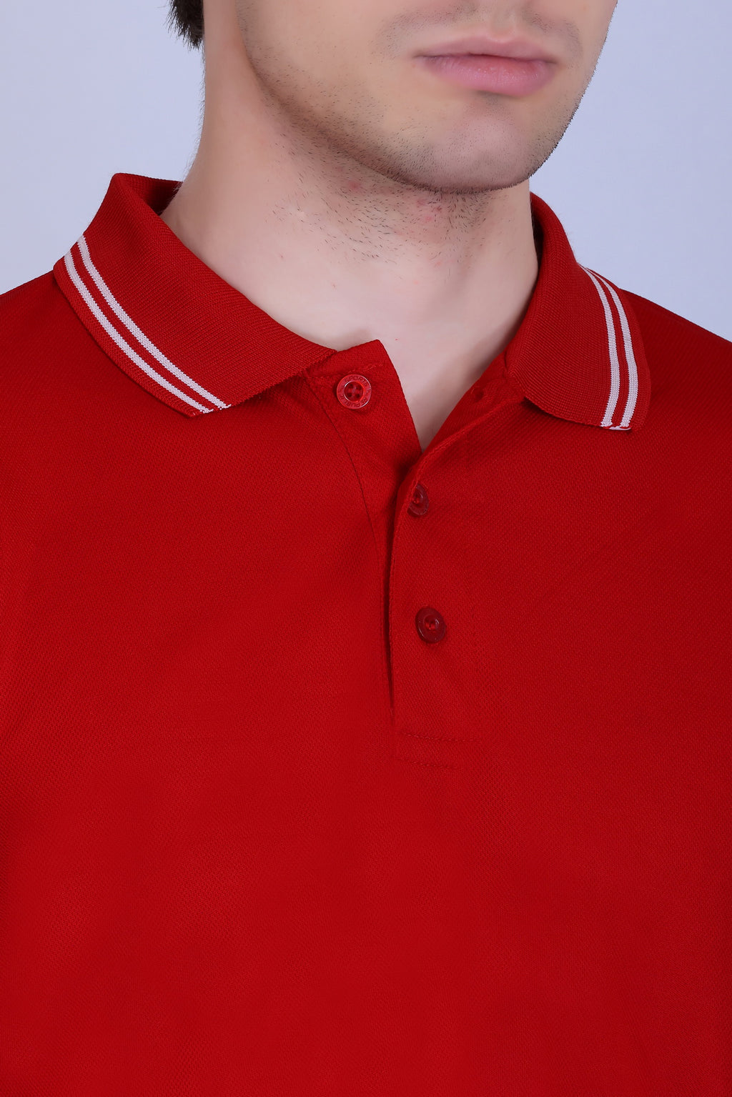 Sports Republic Acti Hy:Dry Dryfit Polo T-Shirt in Red With White Tipping - 3