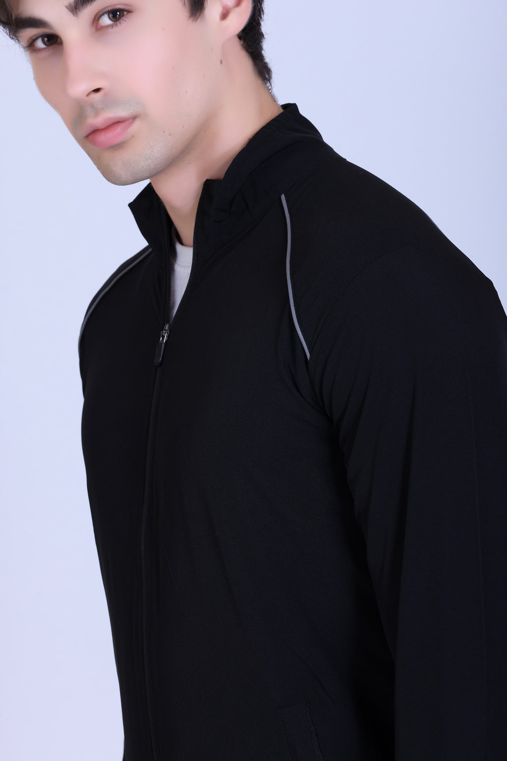 Sports Republic Acti-Fit Reflecter Jacket - Men's Performance Stretch Jacket - Black