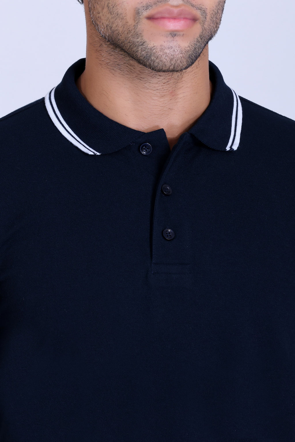 PIKMEE Tipline Polo T-Shirt in Navy Blue with White Tipping - image 4