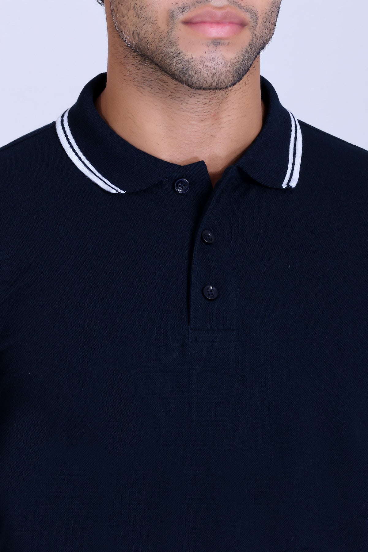PIKMEE Tipline Polo T-Shirt in Navy Blue with White Tipping - image 4