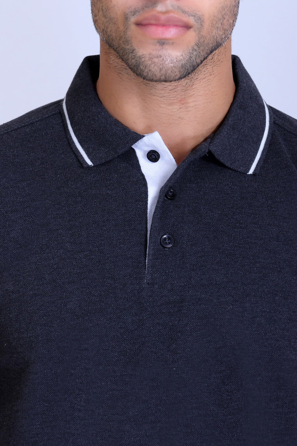 PIKMEE Highline Polo T-Shirt in Charcoal Grey with White - image 4