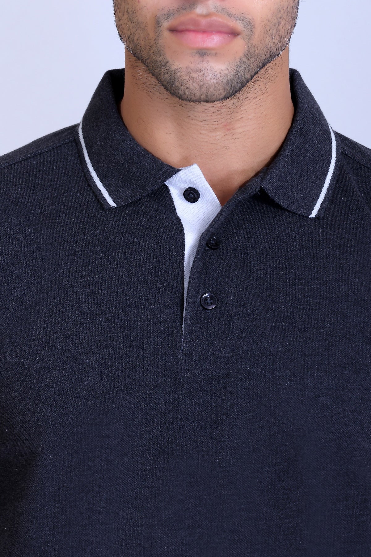 PIKMEE Highline Polo T-Shirt in Charcoal Grey with White - image 4