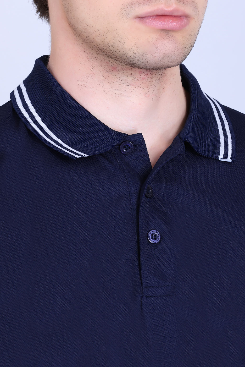 Sports Republic Acti Hy:Dry Dryfit Polo T-Shirt in Navy Blue With White Tipping - 3