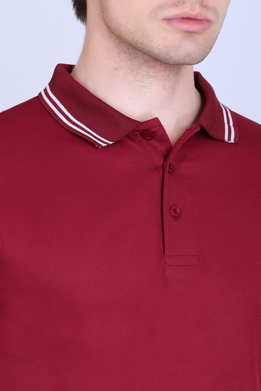 Sports Republic Acti Hy:Dry Dryfit Polo T-Shirt in Maroon With White Tipping - 3