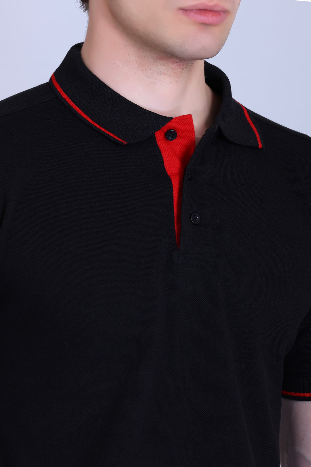 PIKMEE Highline Polo T-Shirt in Black with Red - image 4