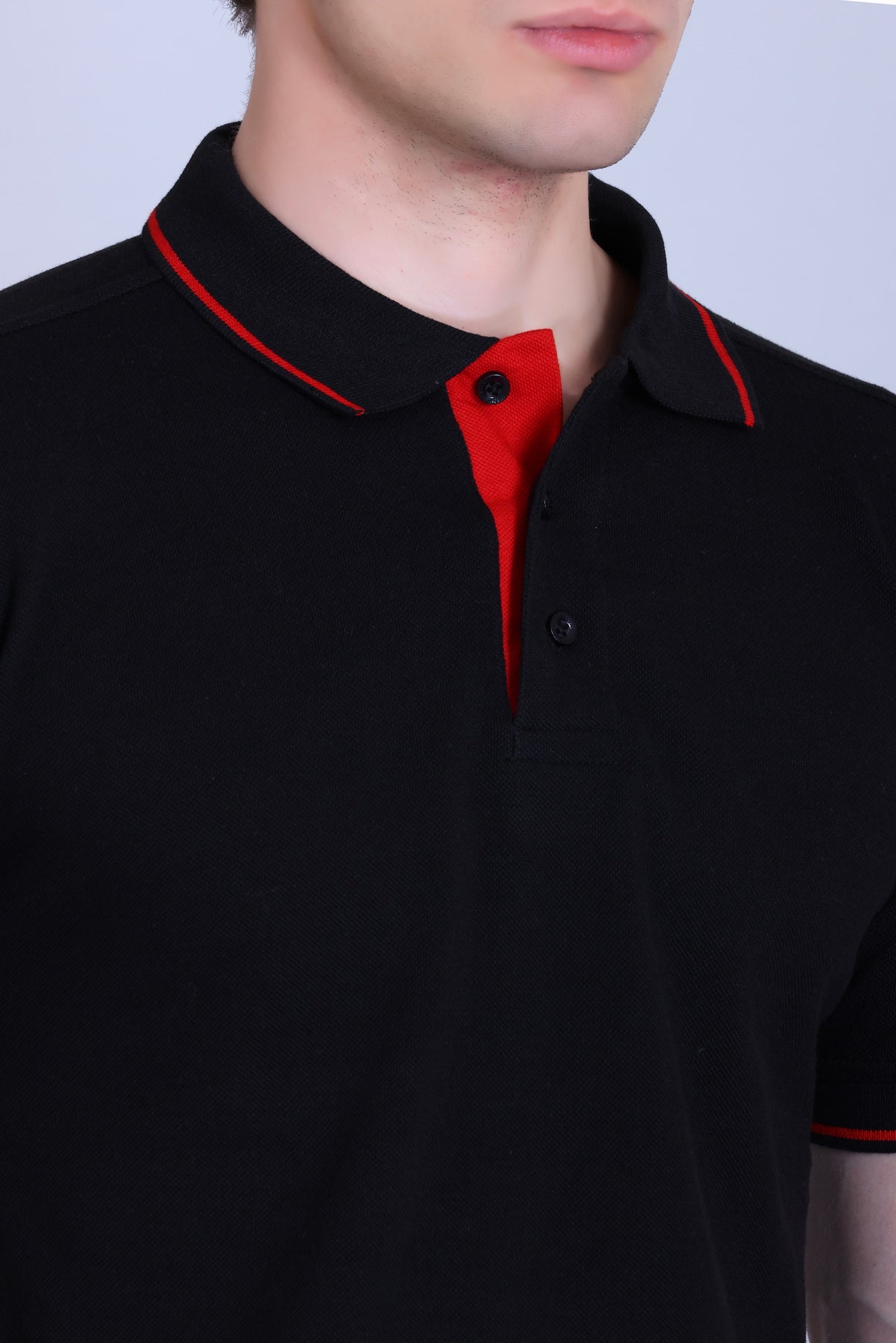 PIKMEE Highline Polo T-Shirt in Black with Red - image 4