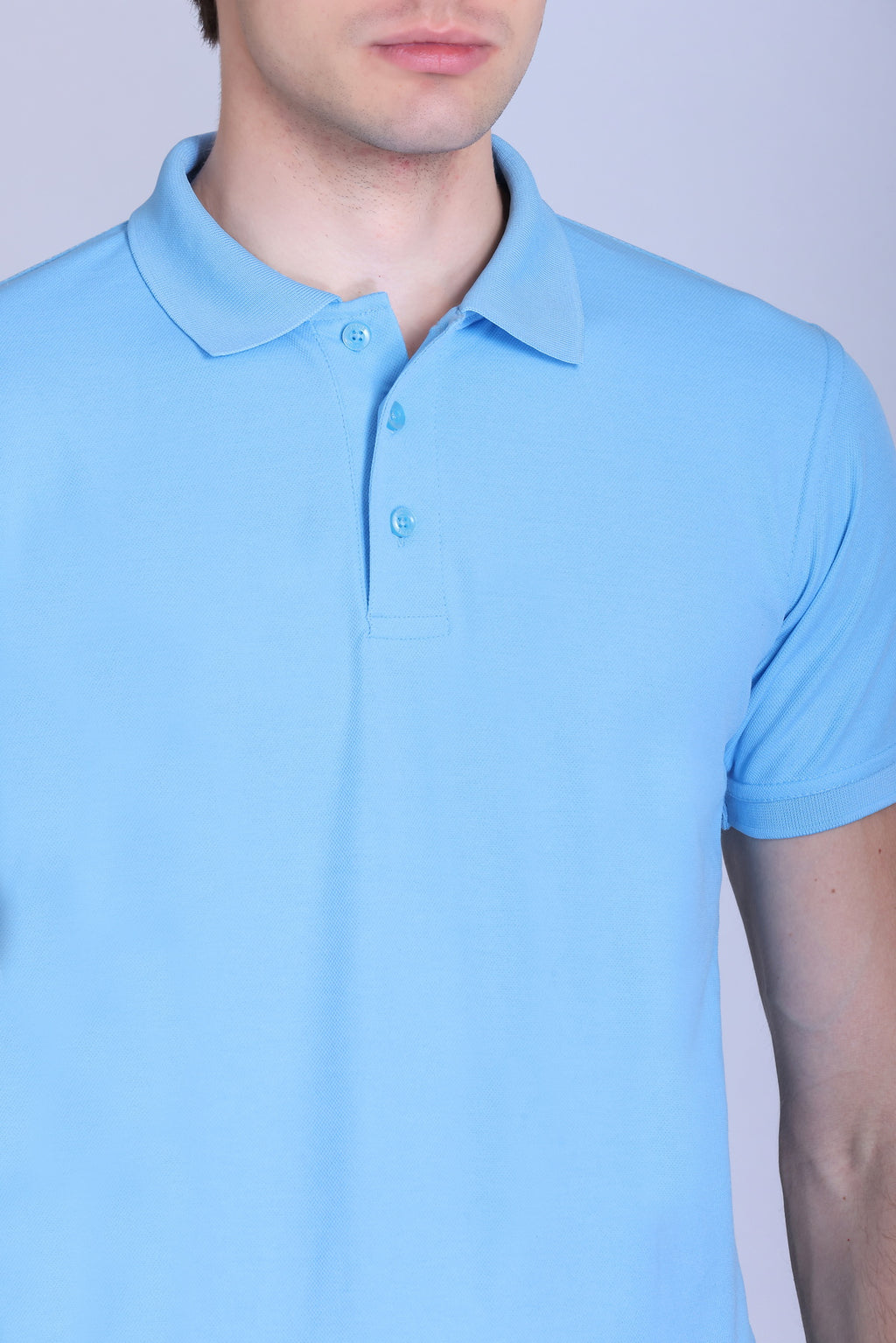 PIKMEE Titlis Polo T-Shirt in Sky Blue - image 4