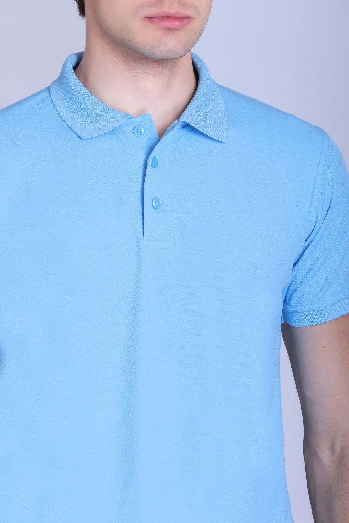 PIKMEE Titlis Polo T-Shirt in Sky Blue - image 4