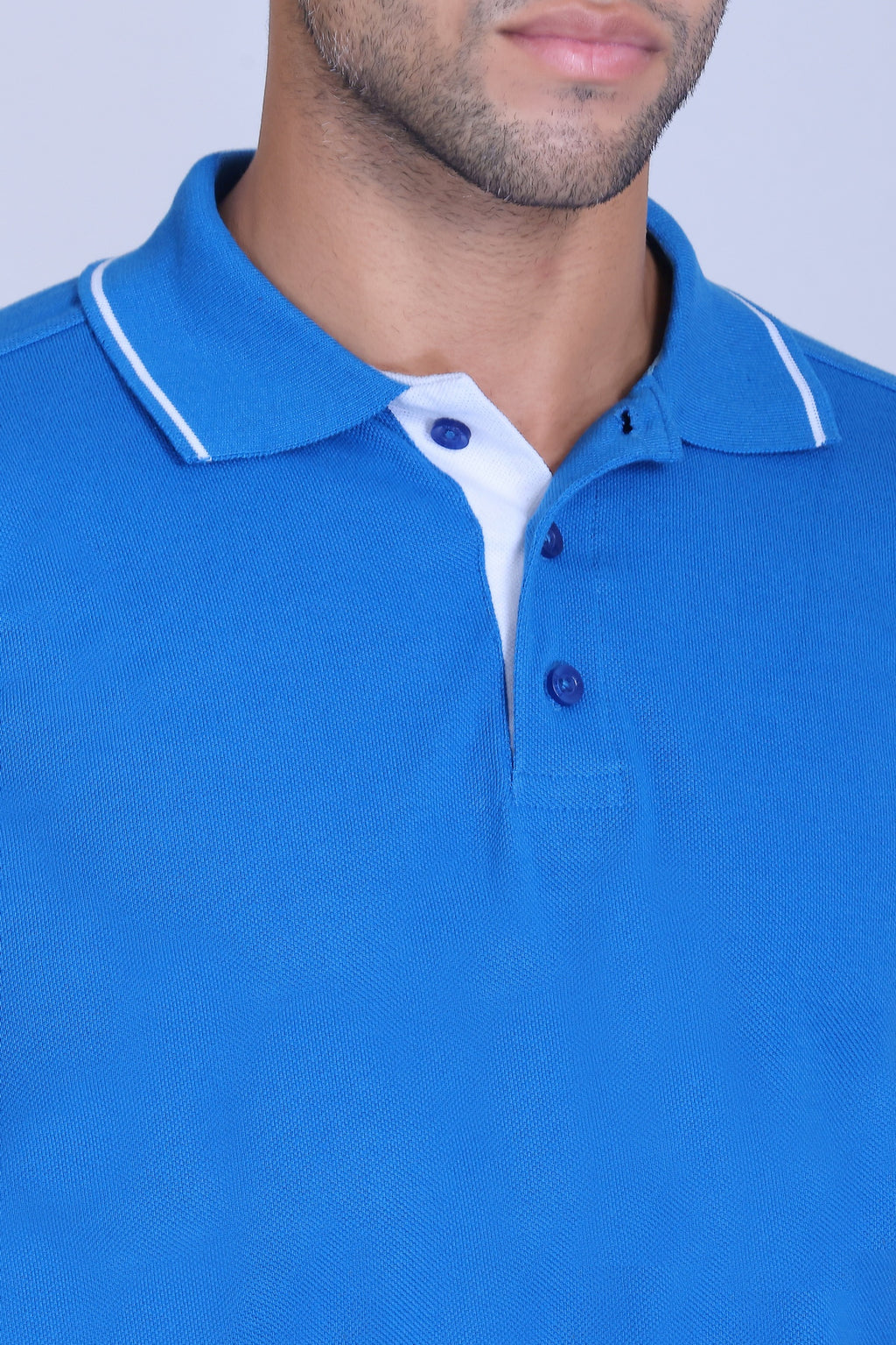 PIKMEE Highline Polo T-Shirt in Turquoise Blue with White - image 4